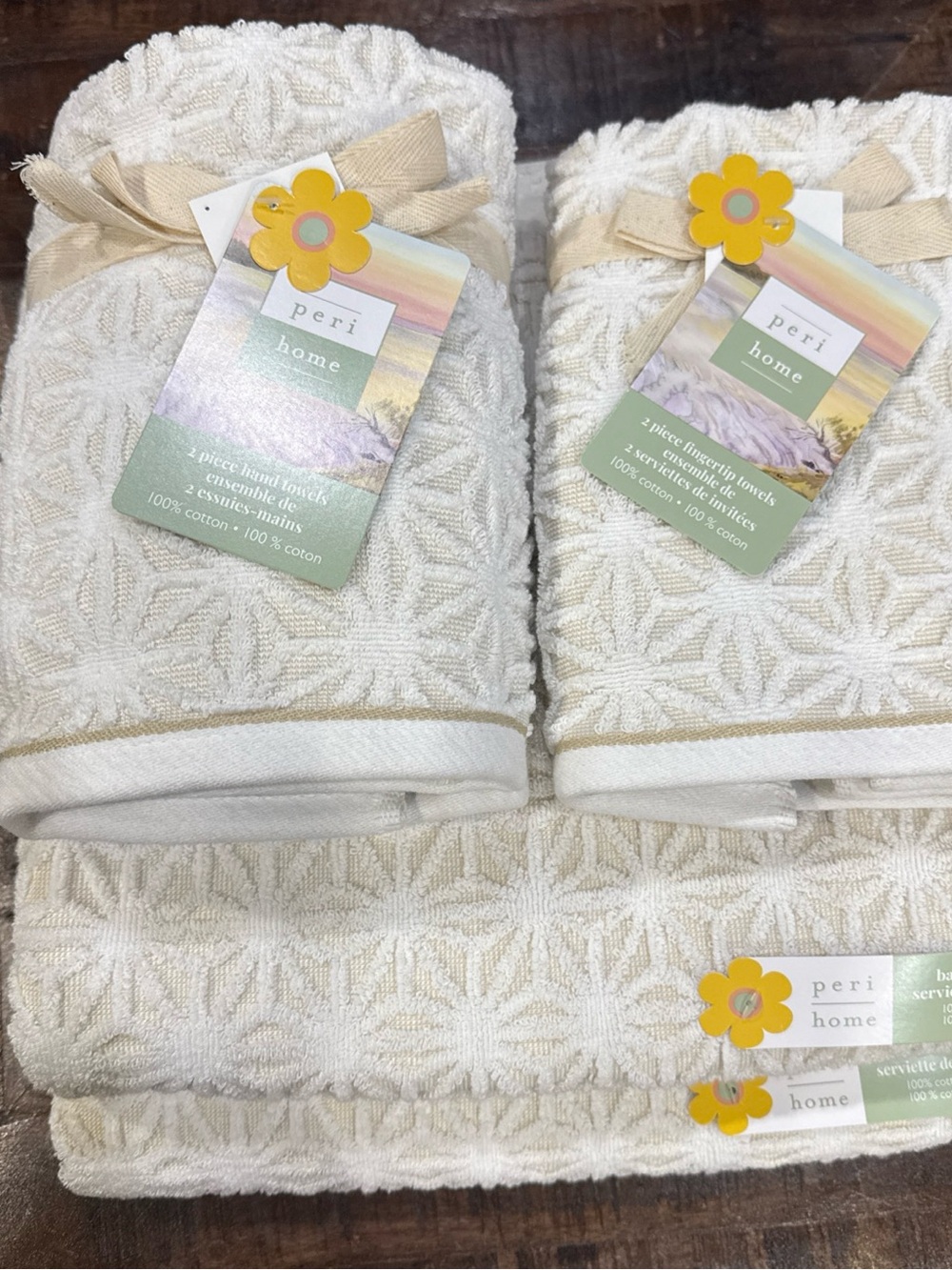 Peri Home 6 Pc Set Saromi Linen Color:2 Bath 2 Hand 2 Tip Towels 100% Cotton NWT - Picture 10 of 10